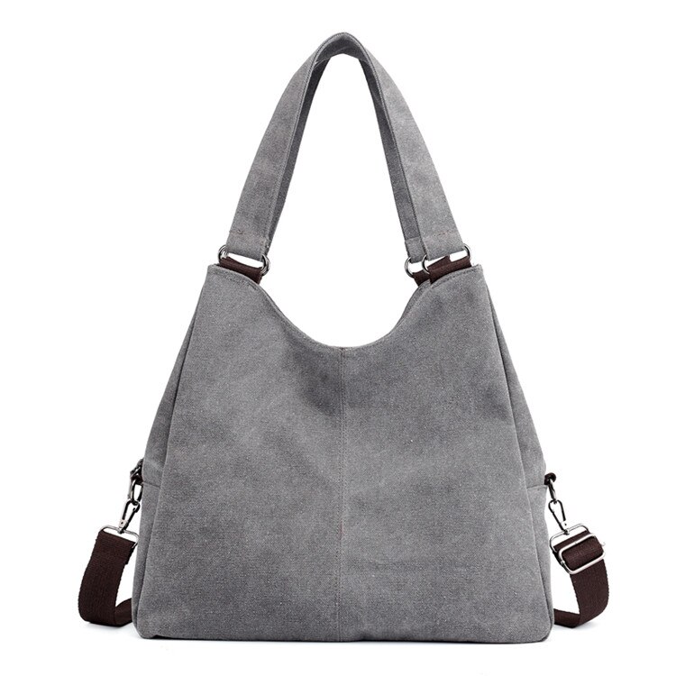 Women shoulder bag handbag female hobo tote bags ladies crossbody messenger bag canvas purse: Gray