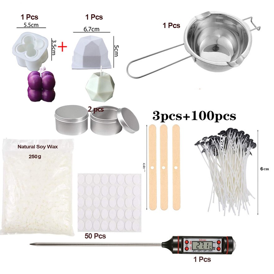 1 Set Candle Making Kit Pouring Pot Wicks Sticker DIY Candle