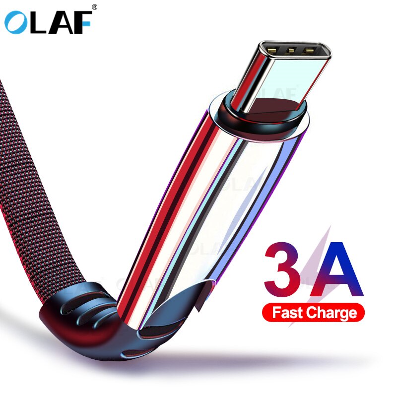 Olaf USB Type C Kabel voor Samsung S9 S8 Quick Charge 3.0 Snelle Type-C Mobiele Telefoon USB C kabel voor Xiaomi mi9 Redmi note 7 8 Cord