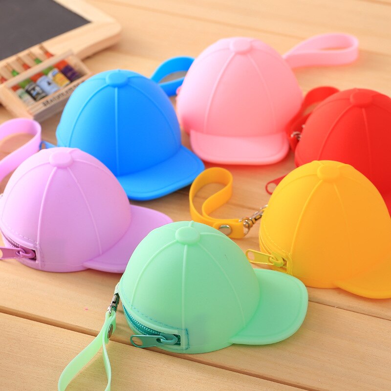 Bonito carteira kawaii chapéu doces cor silicone moeda bolsa chave carteira fone de ouvido organizador caixa de armazenamento bolso