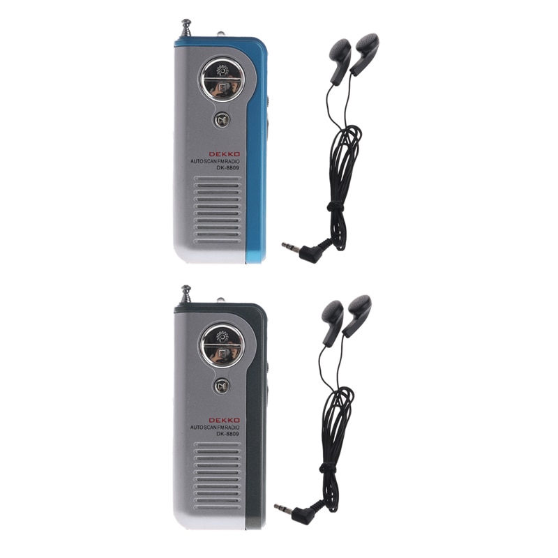 Mini Portable Auto Scan FM Radio Receiver Clip With Flashlight Earphone DK-8809 WXTA