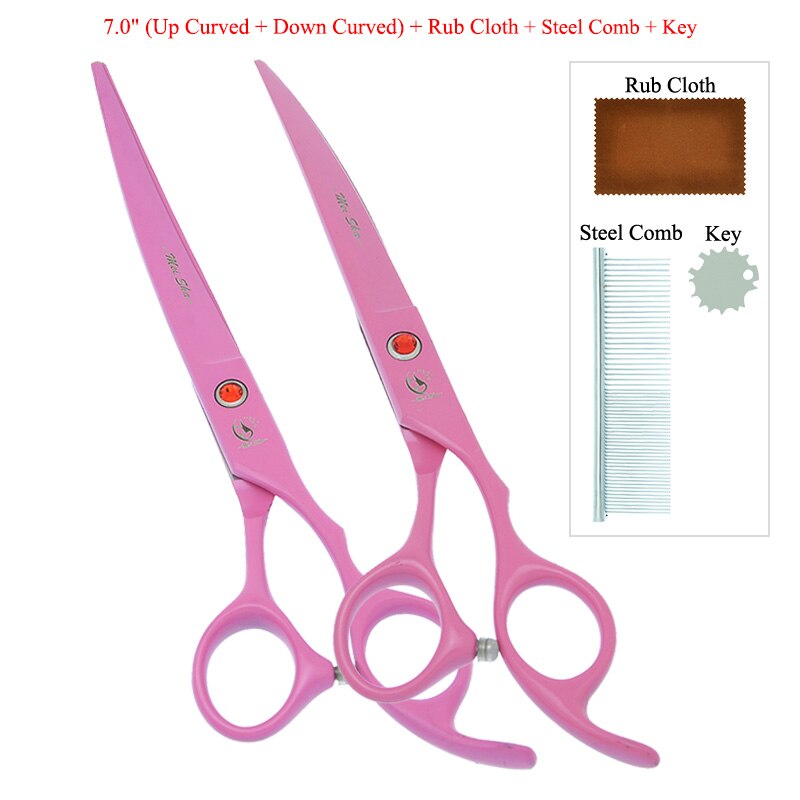 7" Pet Scissors for Dog Grooming Straight Curved Shears Animal 40% Cut Off Thinning Trimmers Dog Accessories B0036A: B0036A-14-70