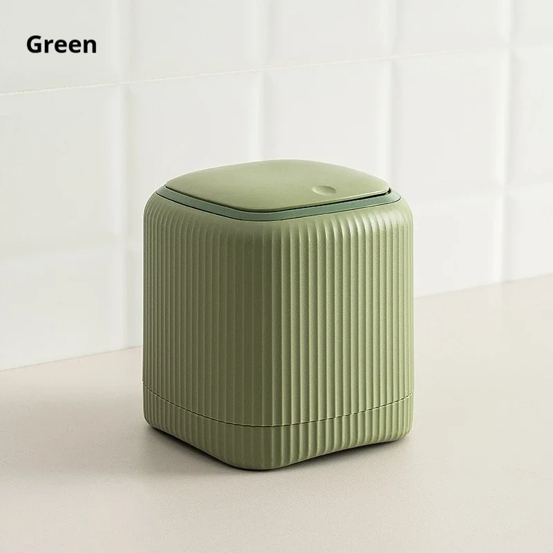 Mini prullenbak met deksel voor op het bureau, dubbele prullenbak voor buiten, opbergdoos voor slaapkamer, kantoor of bureau, gemaakt van duurzaam plastic, huishoudelijke artikelen: Rood