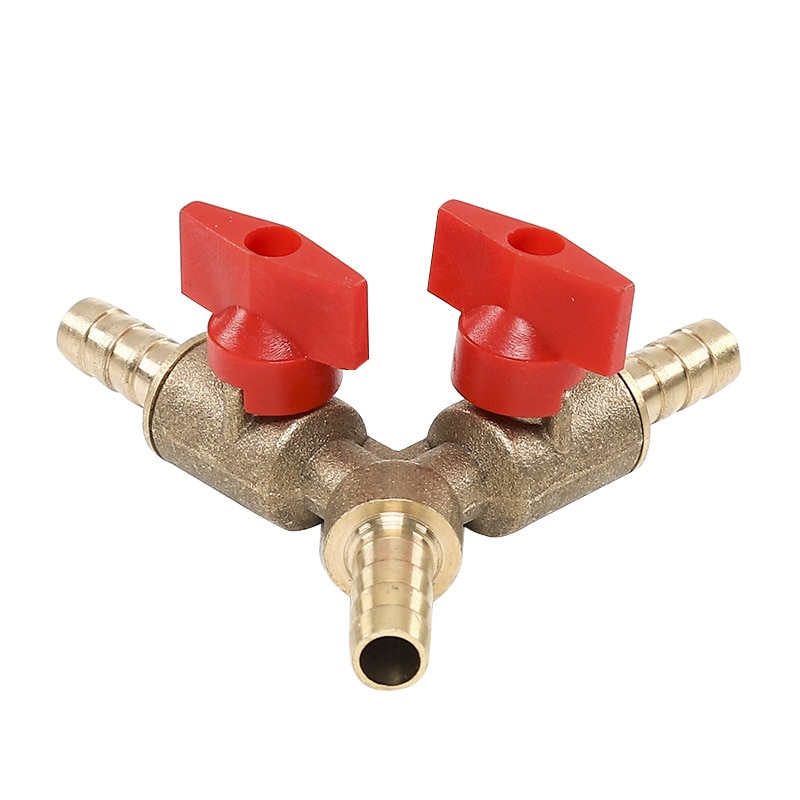 8mm Slang Barb Y Soort Drieweg Messing Uitschakeling Kogelklep Pijp Connector Adapter Voor Brandstof Gas water Olie Lucht