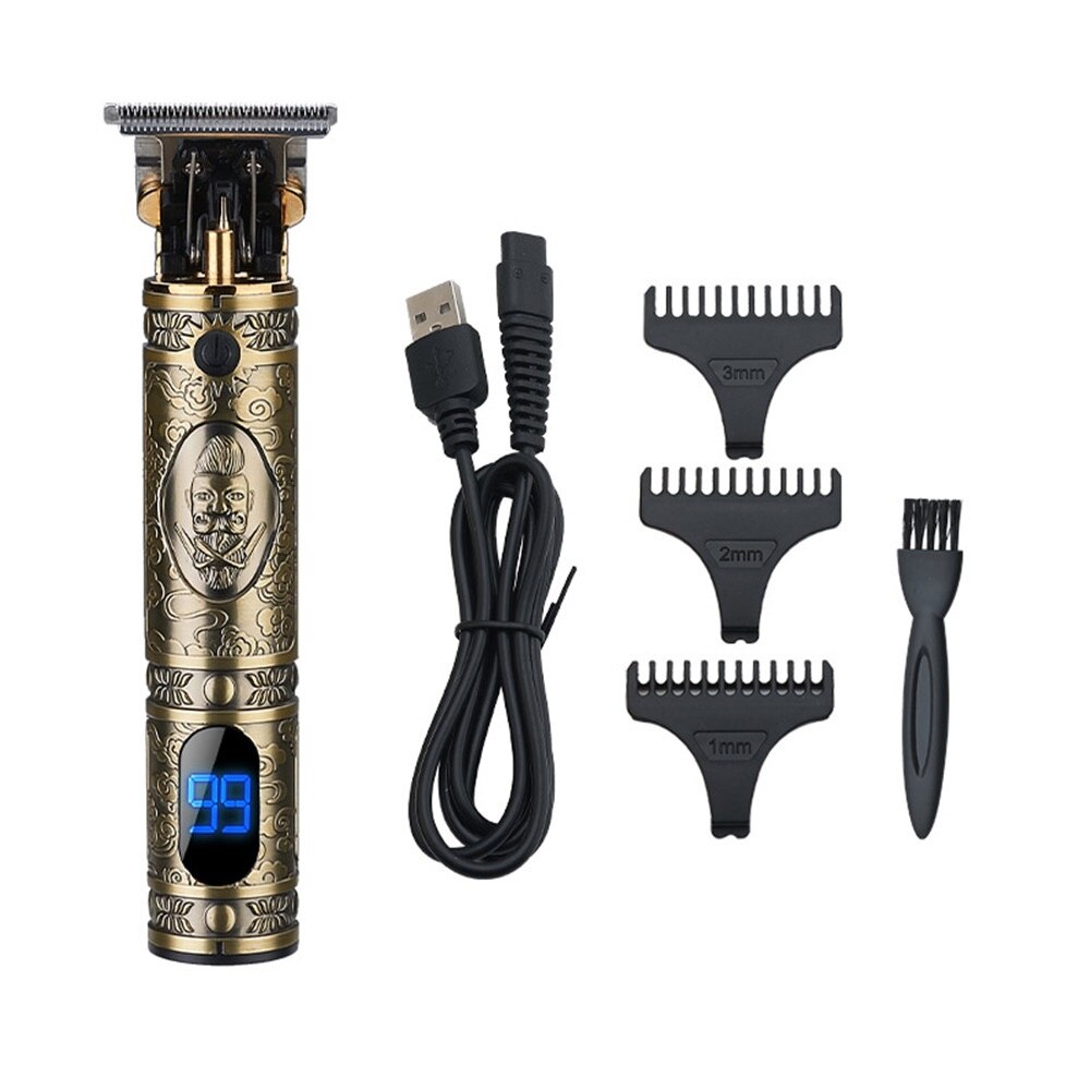 T9 métal électrique tondeuse à cheveux 10W LCD affichage tondeuse à cheveux Portable sans fil tondeuses à cheveux USB rasoir pour homme cheveux Style outil: LCD Copper