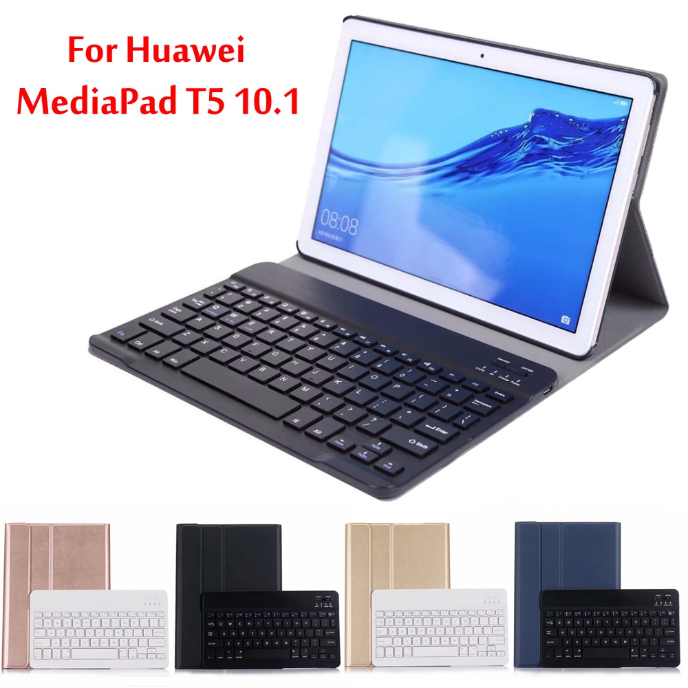 Etui til huawei mediapad  t5 10 ags 2-w09 ags 2-l09 ags 2-l03 10.1 '' ultra tyndt aftageligt trådløst bluetooth tastatur cover