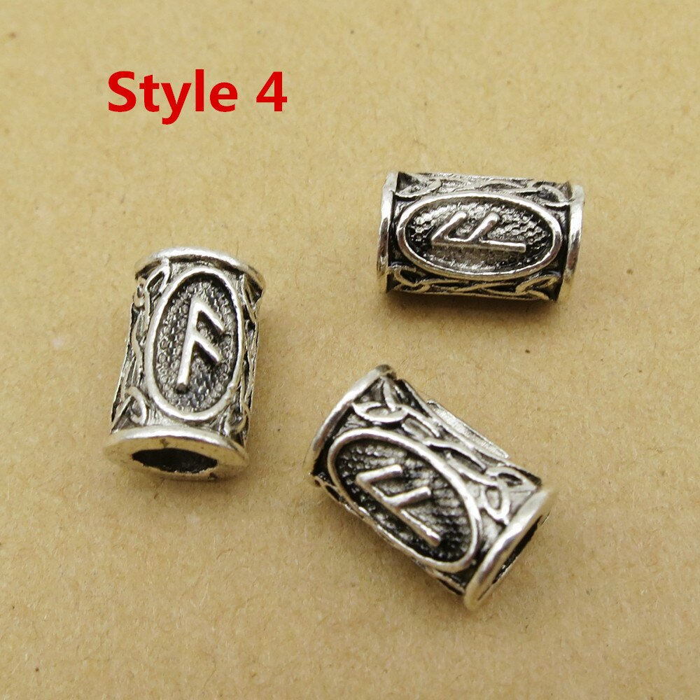 5 stücke/24 stücke Wikinger Rune Haar flechten Furcht Dreadlock Bart Perlen ringe Rohre Für männer frauen Haar Zubehör: 5Stck Stil 4