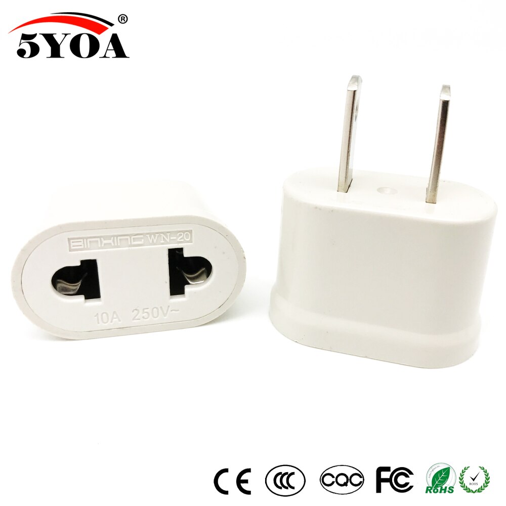 5 yoa os usa eu euro europa rejse strømstik adapter oplader konverter usa konverter hvid: 2 varer / Os