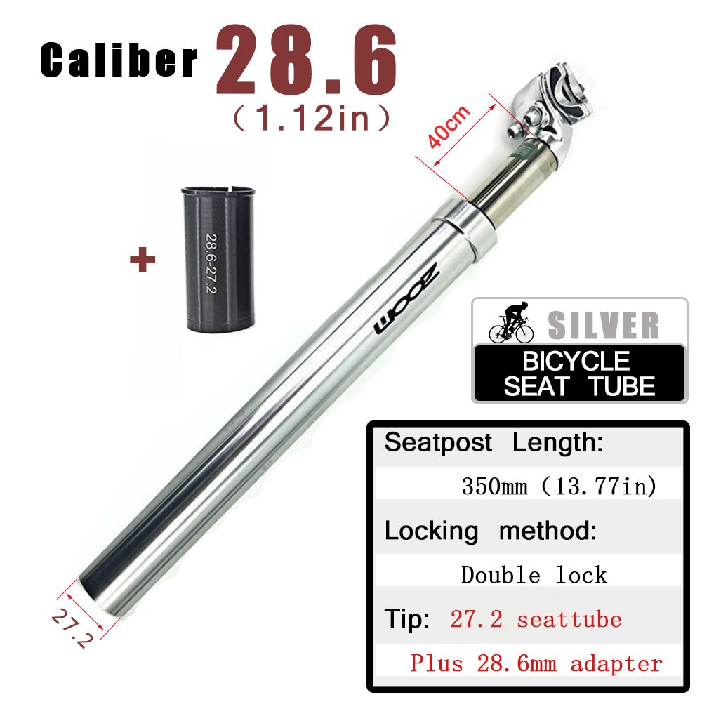 ZOOM Bike Sattelstütze MTB Schock Absorbieren Alu Berg Fahrrad Rohr Suspension Sitz post 27,2 28,6 30 30,1 30,8 30,4 30,9 31,6 33,9 MM: 28.6 Silver