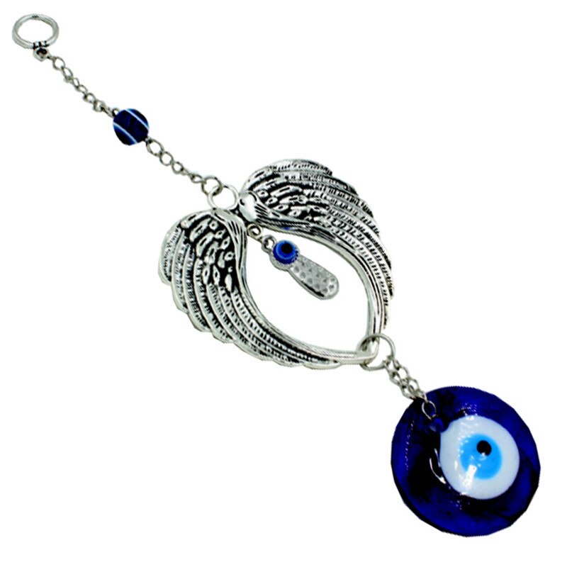 Colgante de ojos azules con alas de Ángel turco para pared de coche, decoración interior para el hogar y el jardín, 1 unidad