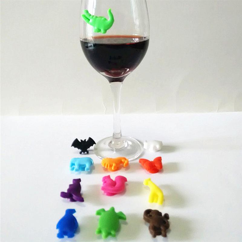Marcadores de silicona para copas de vino, identificador de animales marinos y animales de la tierra, para beber, 24 unidades