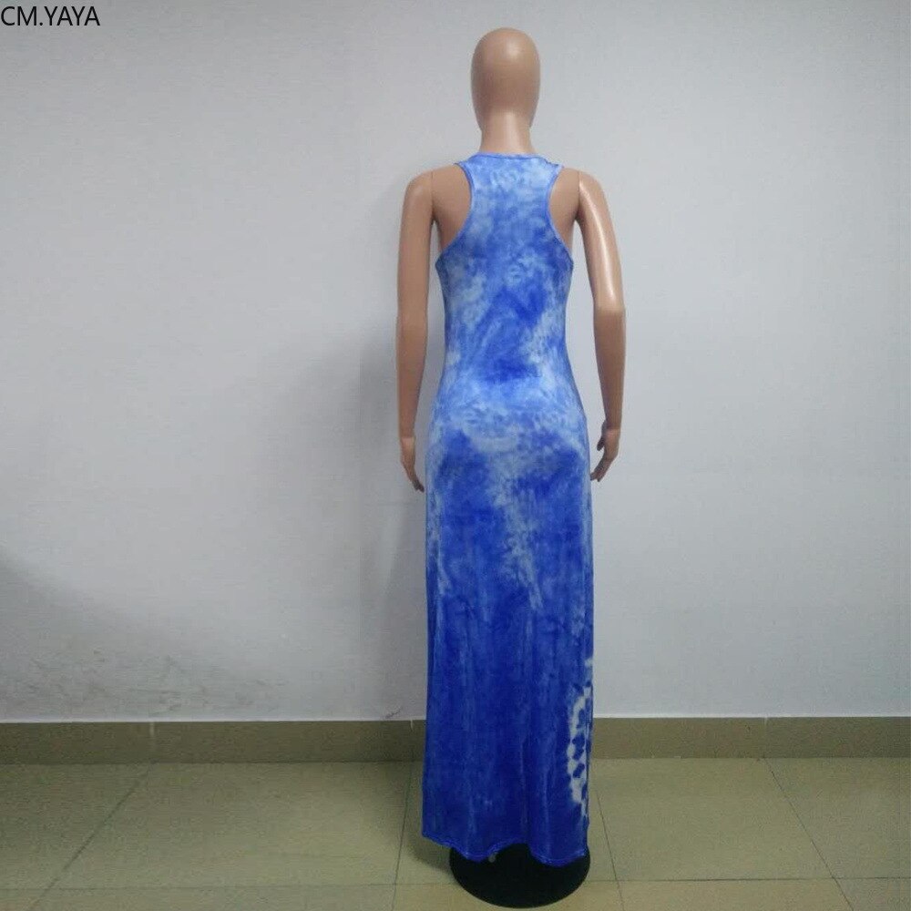 CM.YAYA-vestido largo ajustado de mujer, vestido largo ajustado sin mangas, con estampado de agujeros negros y tirantes finos de mujer para y club nocturno