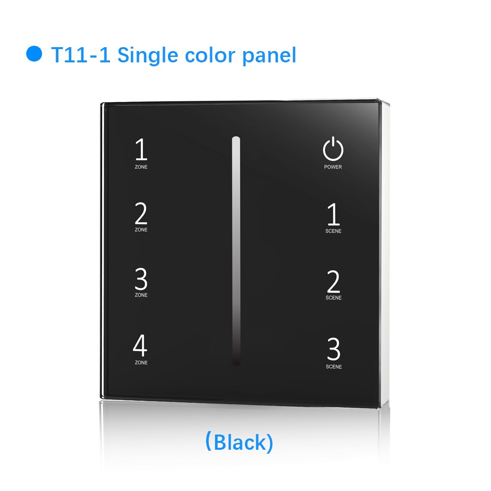 Wall Mounted Touch Panel 2.4G Wireless DMX512 Master RF Dimmer Controller 4 zone Control Dim/CCT/RGB/RGBW/RGBCCT LED Strip Light: T11-1 (Black)