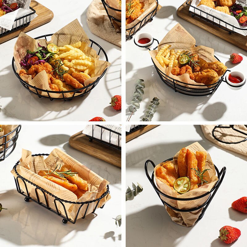 American Stainless Steel French Fries Basket Fried Chicken Snack Basket Fried Western Restaurant Snack Platter