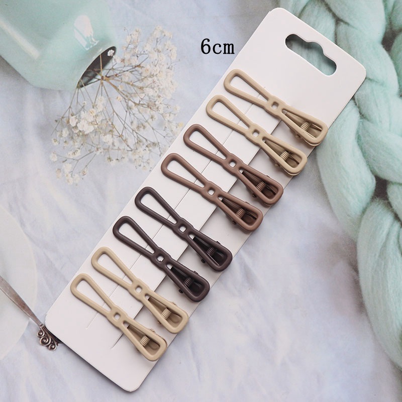 8 unids/set de pinzas para el cabello cuadradas ovaladas de estrella esmerilada Vintage para mujeres y niñas, horquillas de aleación encantadoras para adultos, pasadores dulces, accesorios para el cabello: Albaricoque
