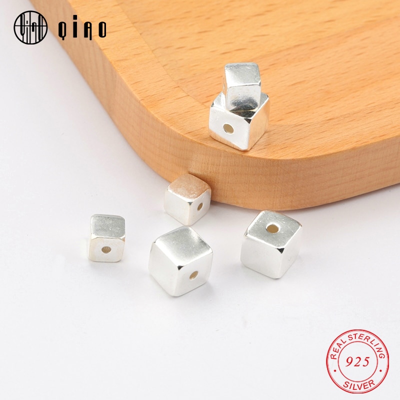 Uma peça 925 prata esterlina grânulos de prata 925 jóias descobertas praça suave contas de jóias para pulseira de prata & colar