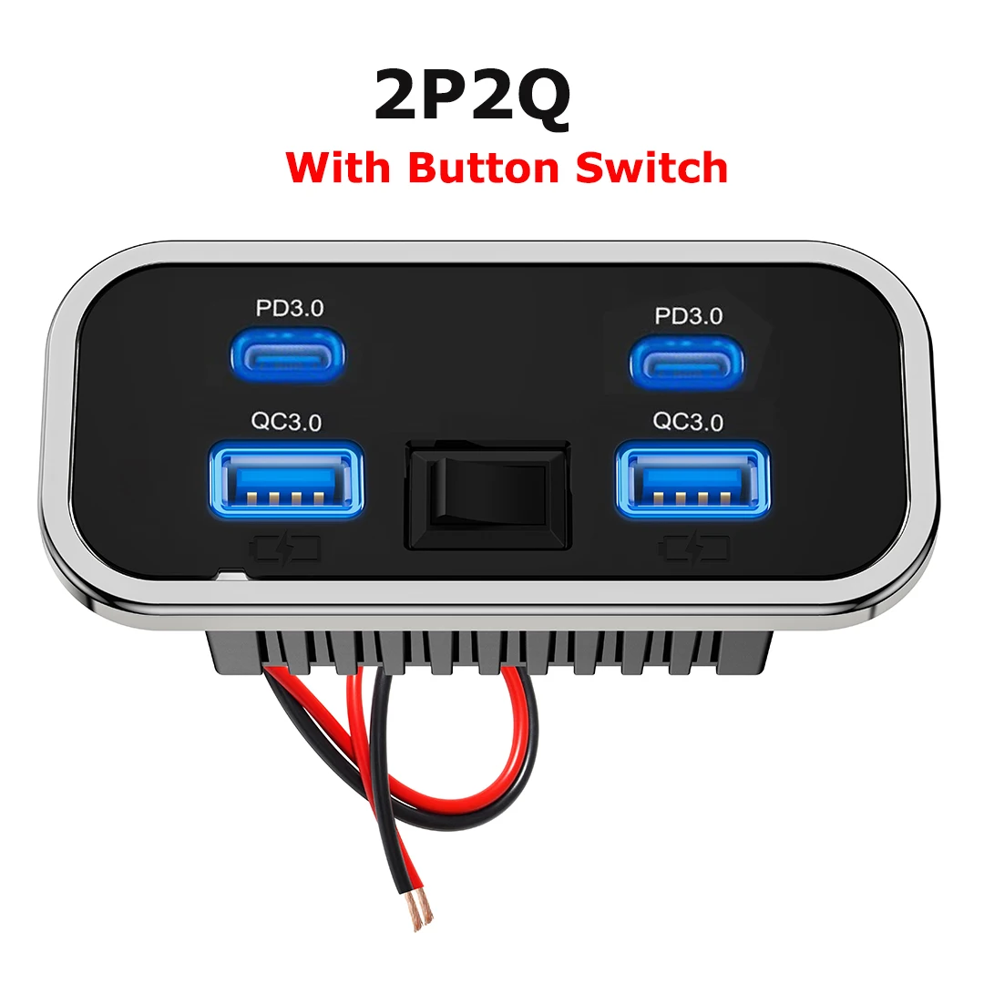 4 bærer, 12v usb-uttak til bobil  pd3.0 76w doble hurtigladere av type c og  qc3.0 panelmonterte veggladeradaptere til marin buss, atv og lastebil: Oransje