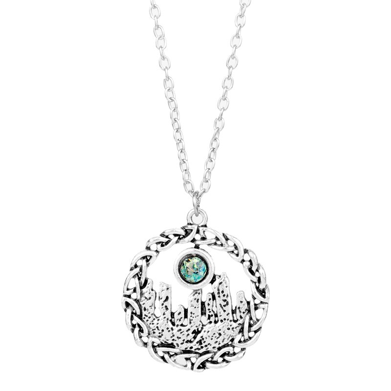 Mqchun outlander smykker cirkel keltisk knude vedhæng sassenach vintage halskæde til mænd kvinder par: Grøn