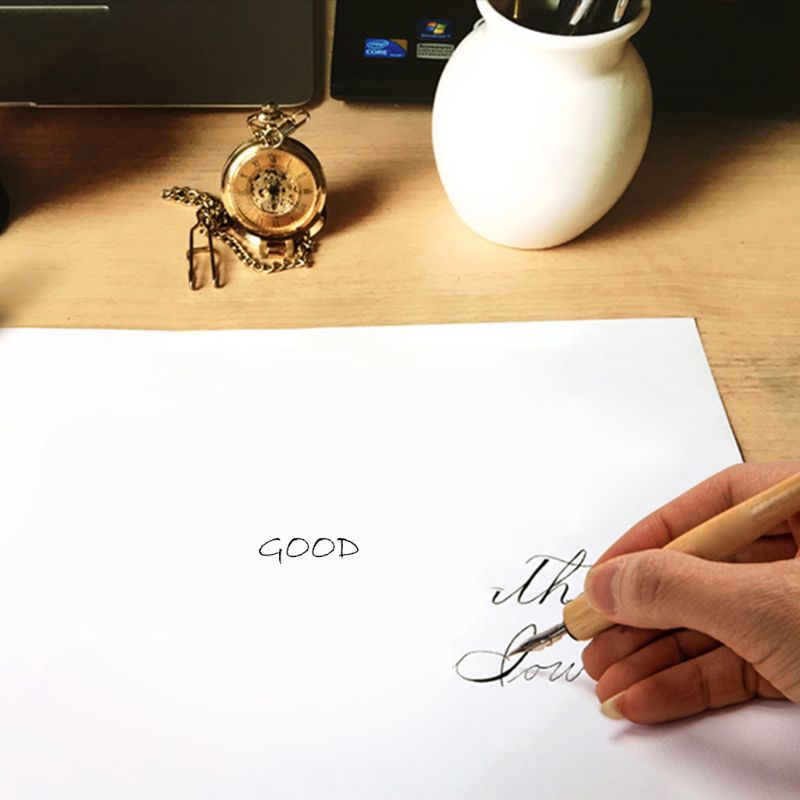 Manga Dip Pen Set Comic Pro Drawing Kit 3 Nibs Wood Holder Ink Calligraphy Tools