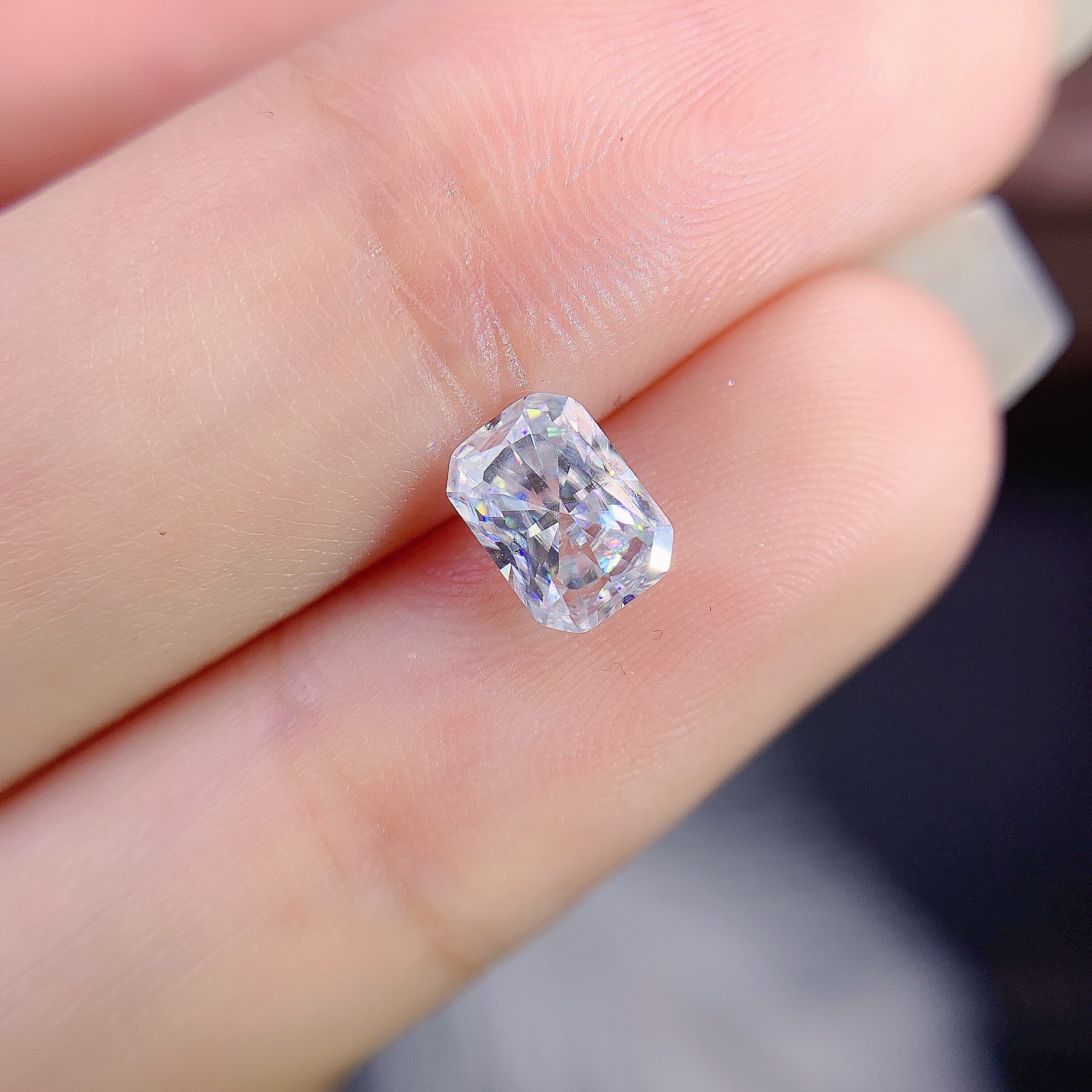 1,0 CT Raydeen Schneiden Rechteckigen Mosan Diamant nackt Stein 5x7mm Hohe Feuer Farbe SchöNe Schneiden Kann genommen in Groß