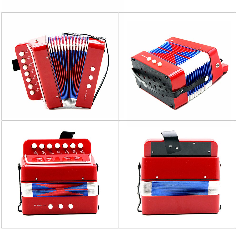 7- nøgle harmonika 2 bas mini harmonika pædagogisk musikinstrument rytmeband til børn sort/rød/blå (valgfrit)