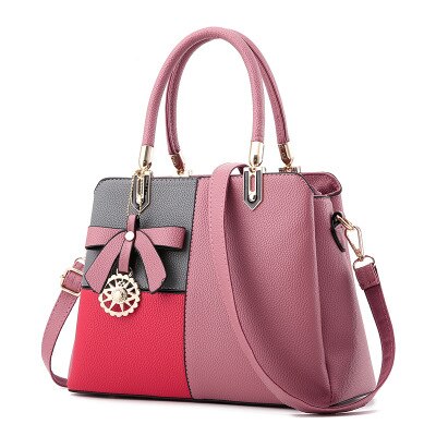 21 club femmes couleur patchwork totes décontracté zipper moyen sac à main hotsale dame dames sac à main épaule messenger sac à bandoulière: pink patchwork
