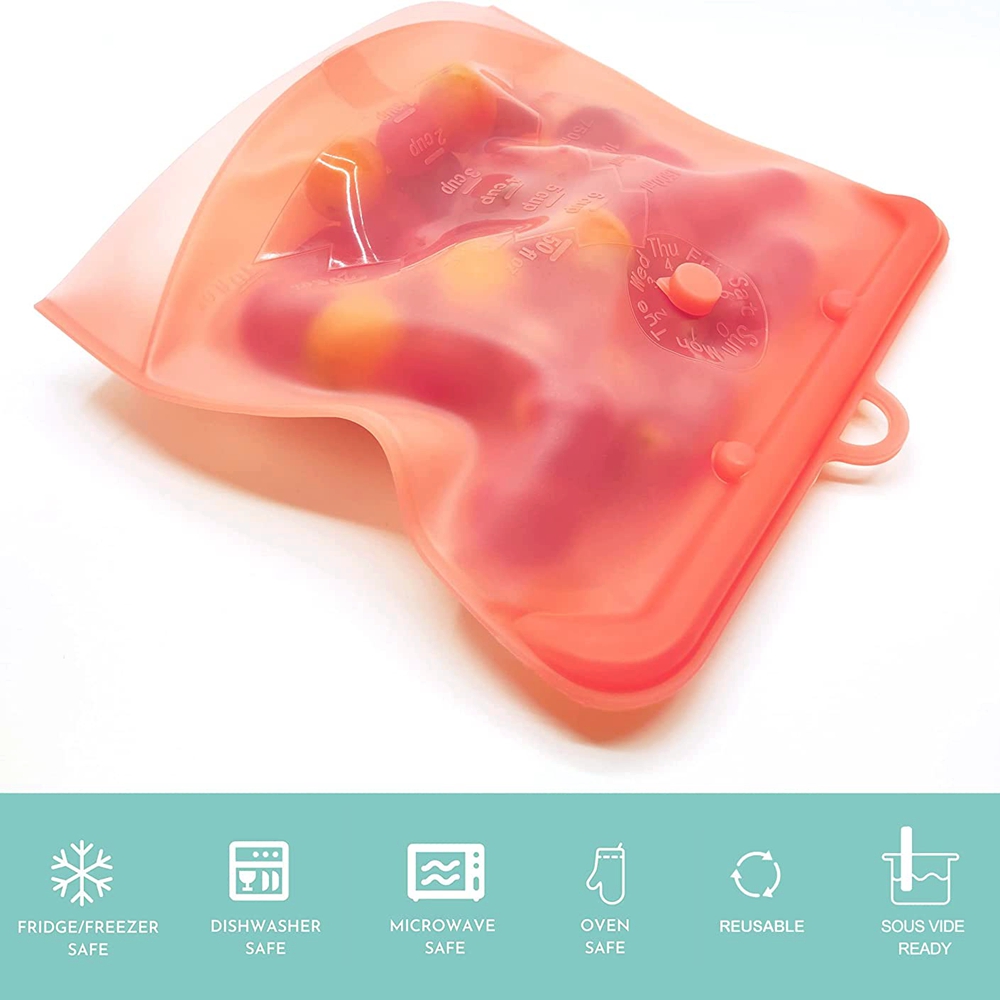 2er Pack Silikon-Lebensmittel beutel 1500ml 1000ml 500ml auslaufs ichere Behälter wieder verwendbarer frischer Beutel Lebensmittel-Aufbewahrung beutel Gefrier beutel Snack behälter