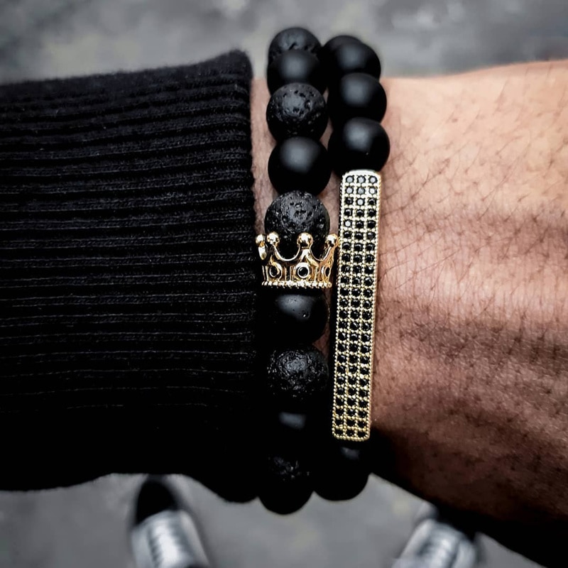 2020 gorący modny mężczyzna bransoletka lew urok Handmade Strand kamień bransoletka z paciorkami dla mężczyzn biżuteria prezent Pulsera Hombre