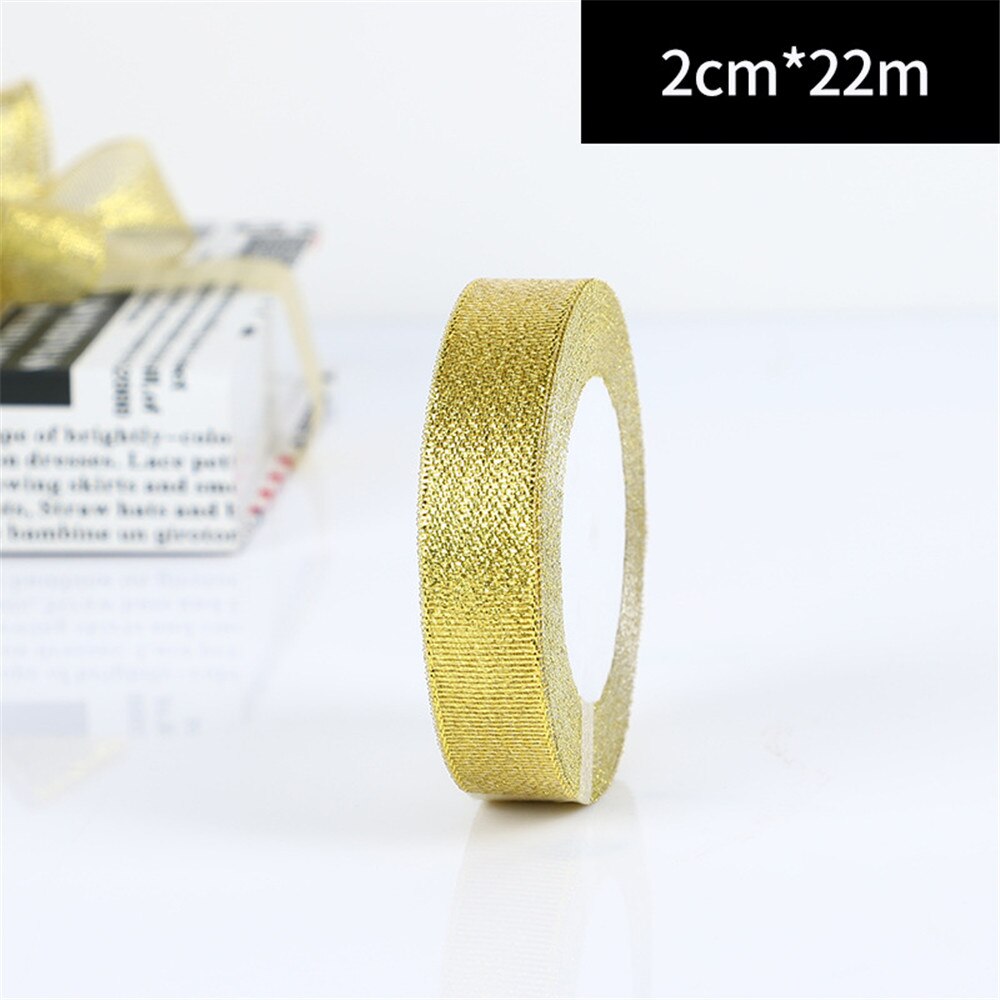 1Pc Silk Decorative Ribbon Glitter Onions Ribbons Wedding Cake Decoration Packaging Strips Christmas Party Supplies: 2cm gold