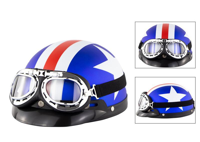 Unisex Motorhelm Open Gezicht Half Helm Outdoor Fietsen Cafe Racer Beschermende Sterke Veiligheid Helmen Met Bril