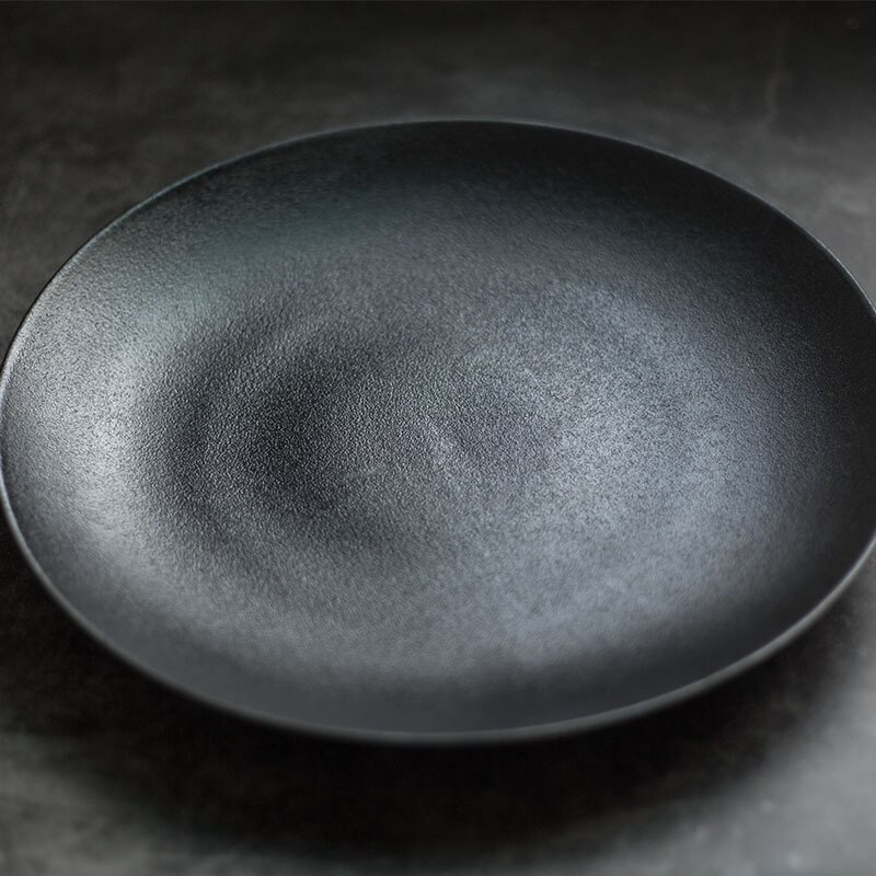 Ceramic home black frosted western food plate steak plate restaurant plate cutting plate tableware plate plates set