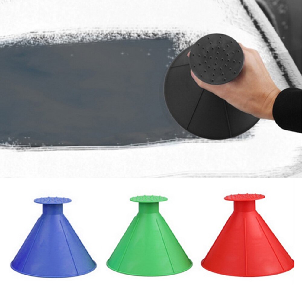 Car Windshield Snow Remover Auto Magic Window Glass Ice Scraper Shaped Funnel Cone Deicing Tool One Round Universal