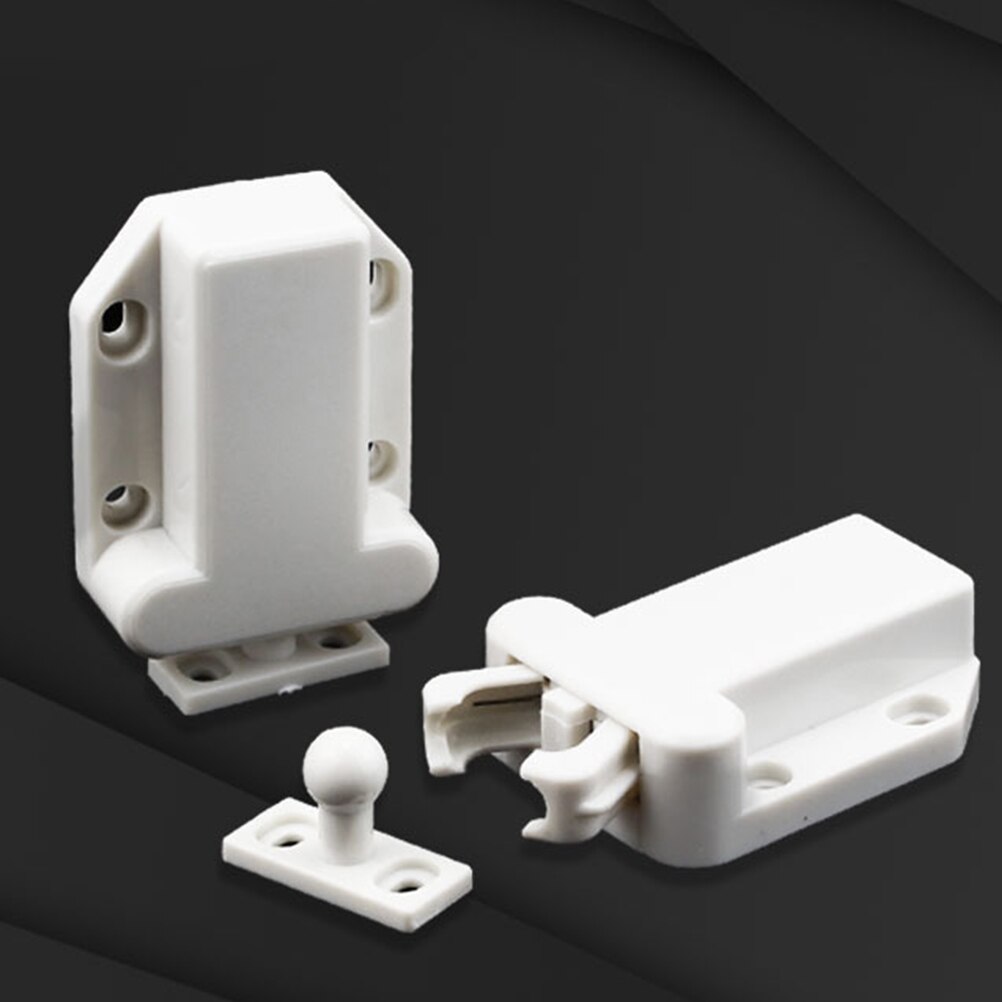 4 pcs Self-locking Door Catch Door Drawer Cabinet Catch Push To Open Device for Furniture Cabinet Cupboard (White)