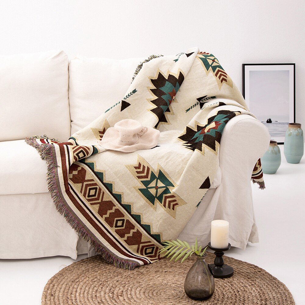 LumiSyne Kerst Decoratieve Dekens Katoen Geweven Gooi Met Kwastje Kerst Thema Patroon Tapijt Sjaal Decoratieve Plaids Voor Slaapbank Fauteuil Camping Deken Tafelkleden Tapijt 160x130cm