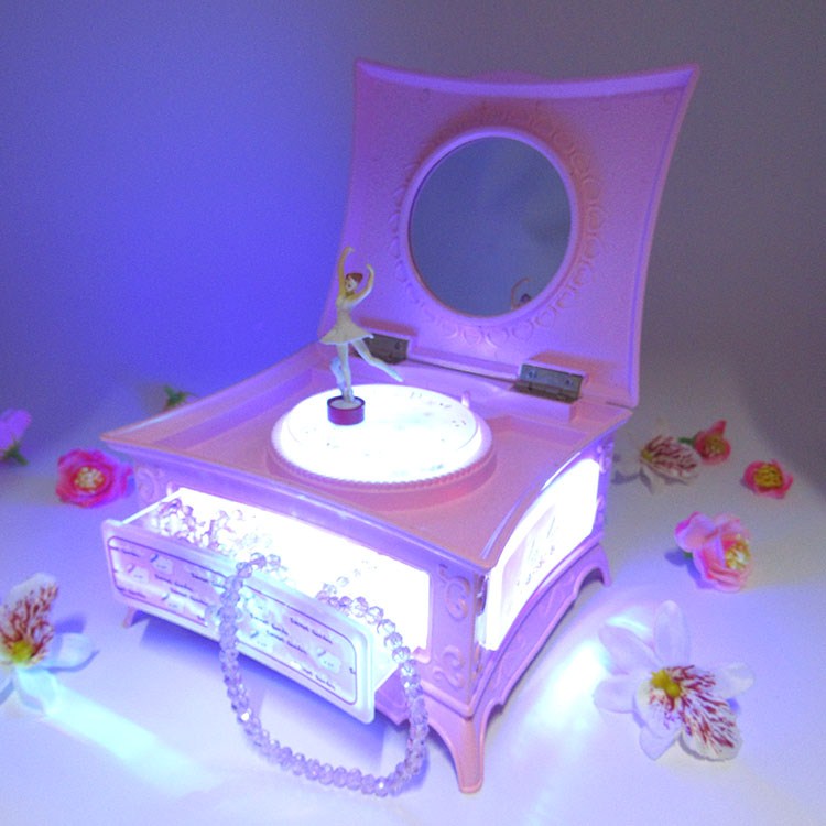 European Style LED Light Ballerina Musical Box Clockwork Automatic Rotation Christmas for Beautiful Girls