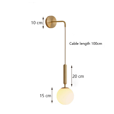 Moderne væglampe i glas, skandinavisk, stavlampe, sengelampe, læselampe, rund, applikationslampe, nordisk led-væglampe  e27 stk.: Sort