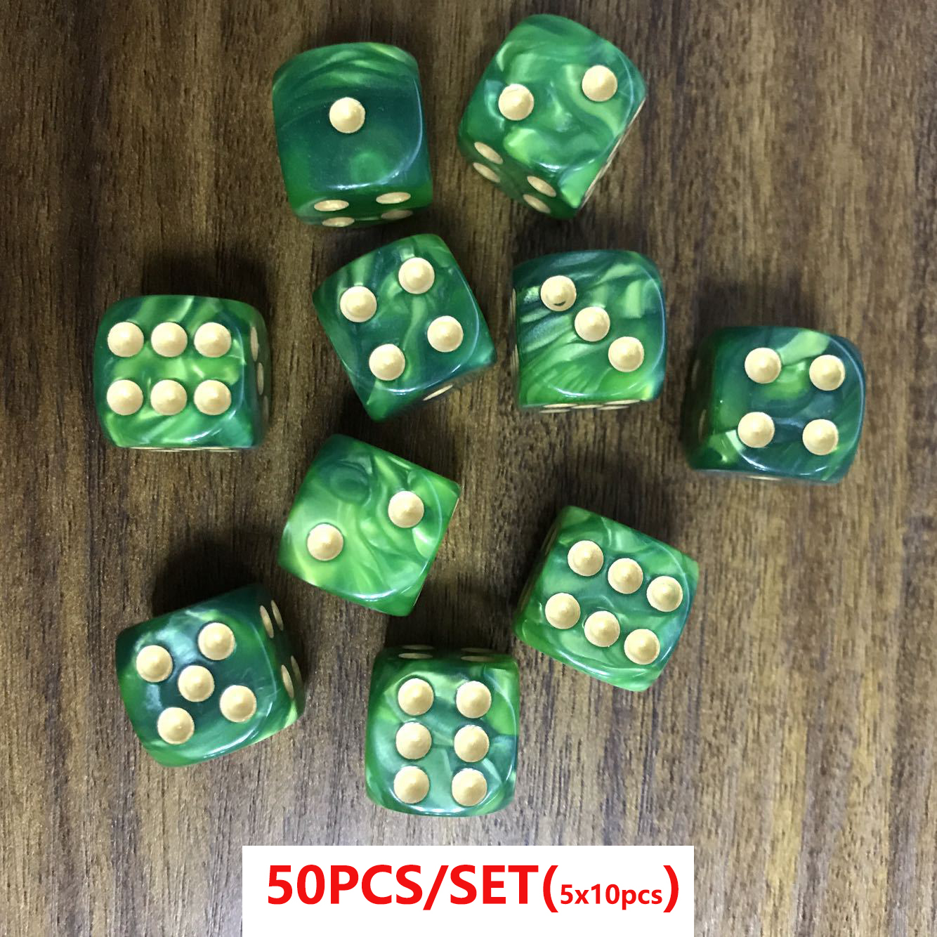 Juego de dados acrílicos poliédricos de 6 caras, 25/50/100 piezas, dados de esquina redonda de 16mm con Pips dorados para juegos de mesa, enseñanza de matemáticas: GG