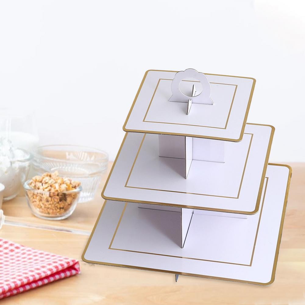 Cake Stand Prachtige Drie-Layer Papier Milieuvriendelijke Wegwerp Dessert Stand Voor Wedding Party Tafel Snoep Fruitschaal Cake Tray