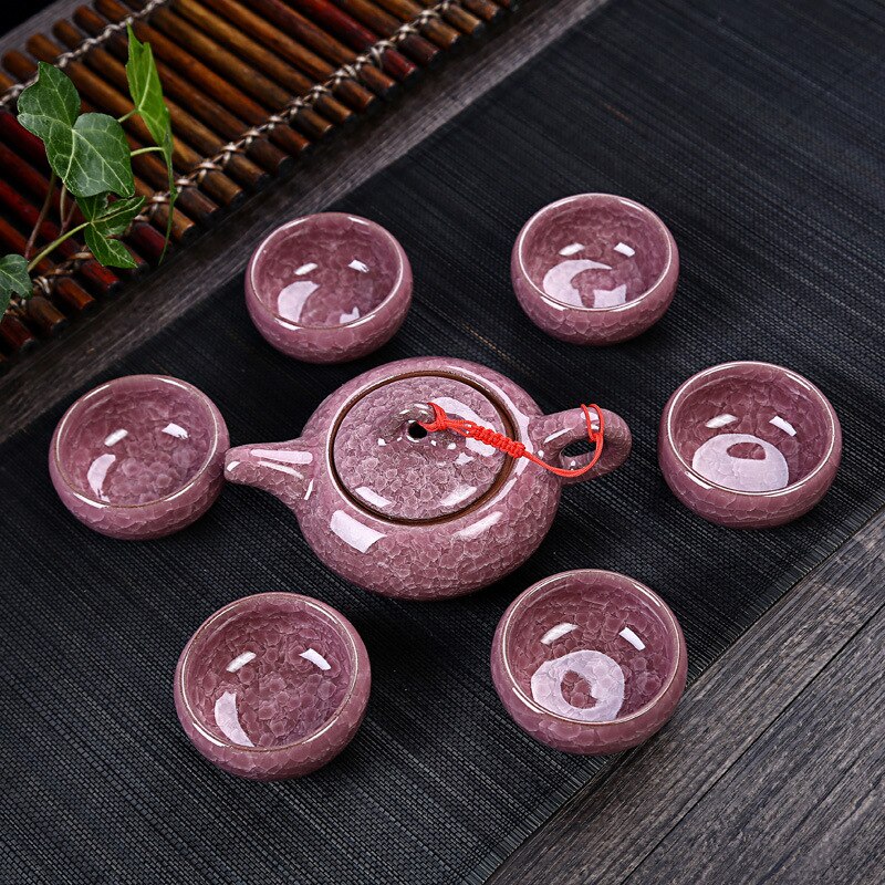 High-grade ceramic kung fu tea sets ice crackle glaze tea sets 7piece/lot