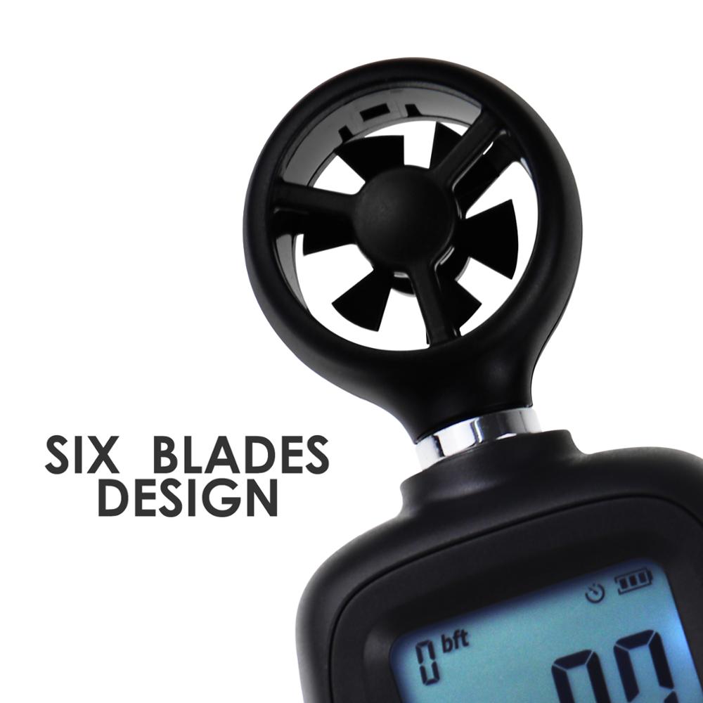 Digital Anemometer Wind Velocity Temperature Meter w/ Data Recording Beaufort Scale Data Hold Function for Fishing Kite Flying
