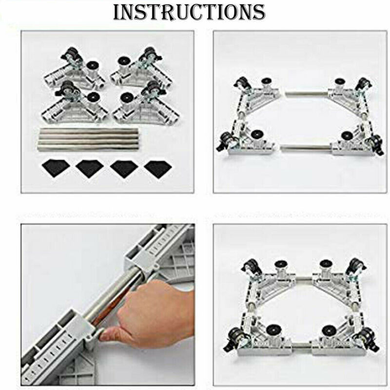 UK Adjustable Appliance Roller Mover Trolley Wheels Base Castors Washing Machine