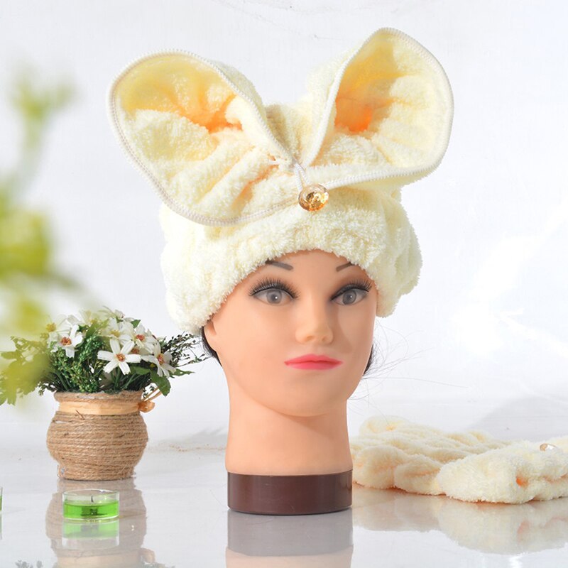 Microfiber Thicken Hair Turban Quickly Dry Hair Hat Wrapped Towel Bath With Cute Bathroom Accessories