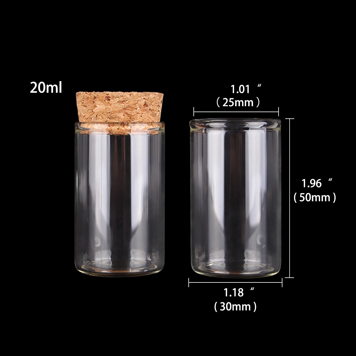 12 pieces/lot 15ml 20ml 25ml 30ml 40ml 45ml 50ml 55ml 60ml Glass Test Tubes With Cork Stopper Wishing Bottles for Art DIY Crafts: green