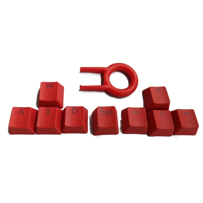 Teclas PBT retroiluminadas WASD/ESC/Direction Cherry MX, 9 teclas, extractor de teclas para interruptores MX, Teclado mecánico retroiluminado: Rojo