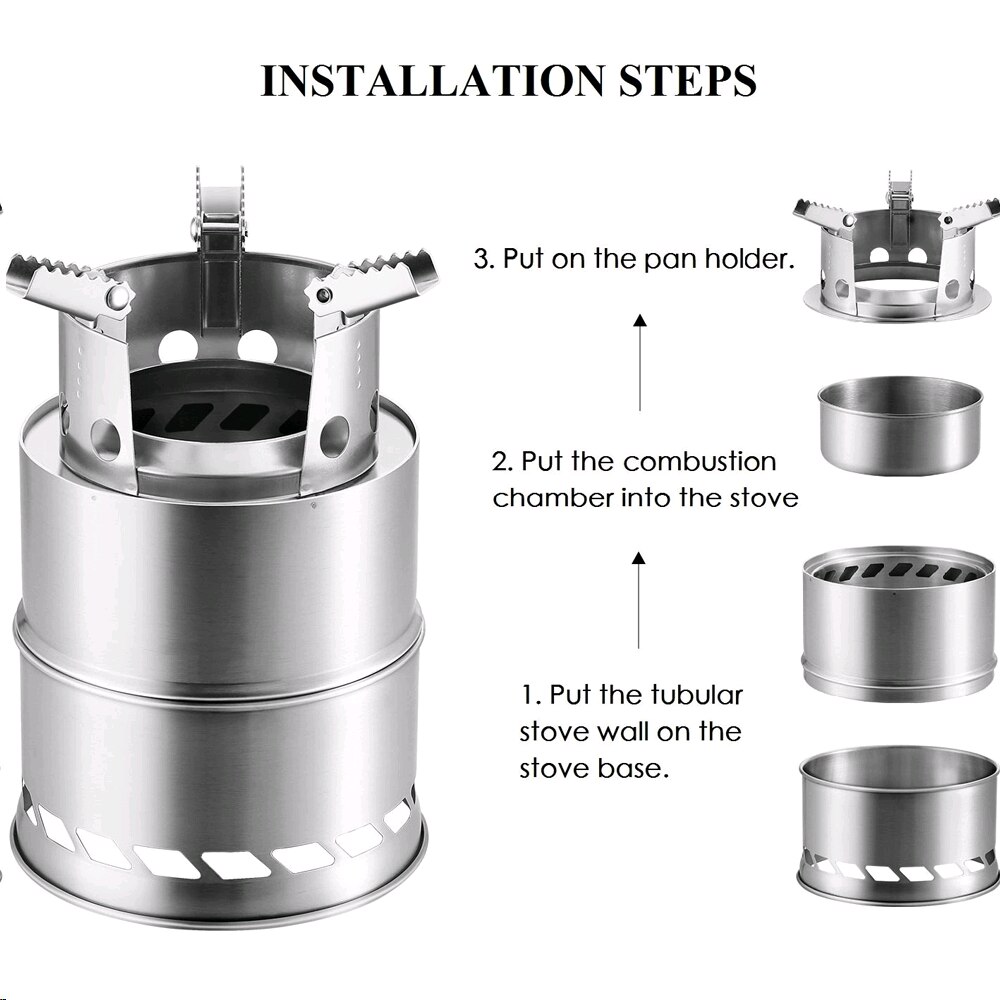 Outdoor Camping Equipment Cross Border Windproof Wood Stove Cooking Stainless Steel Detachable Furnace Picnic Gas Burner Stove: type 2