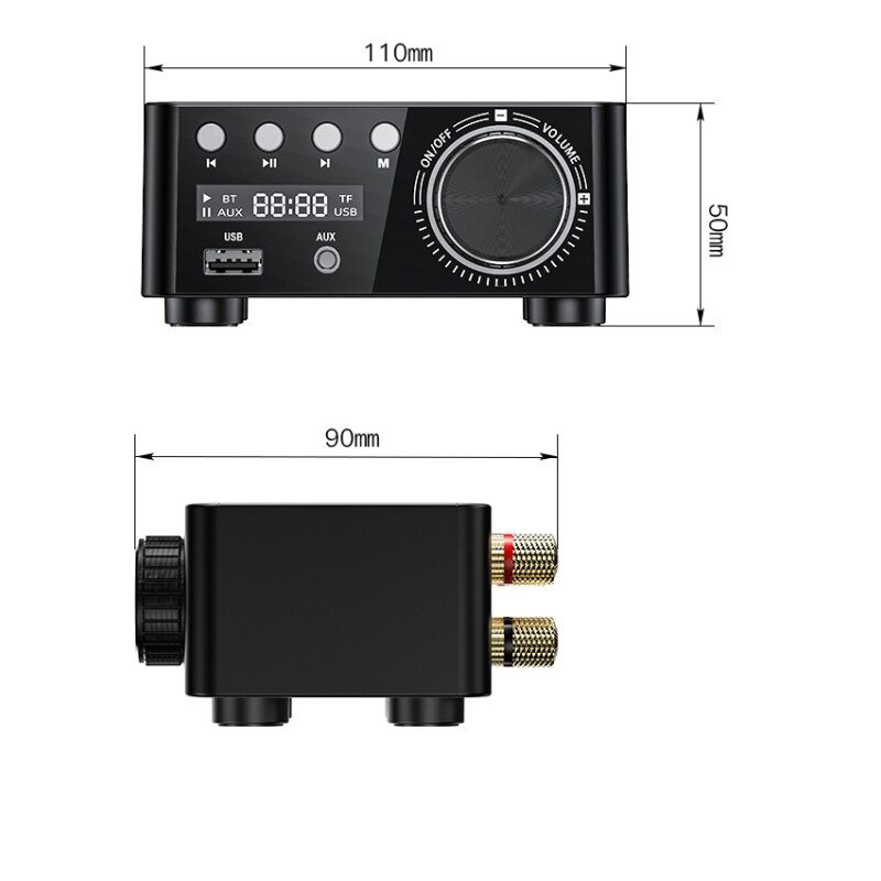 Audio Bluetooth.5.0 Sound Power Stereo Amplifier Mini HiFi Digital Amp Stereo Home Audio Digital Sound Amplifier For Speakers