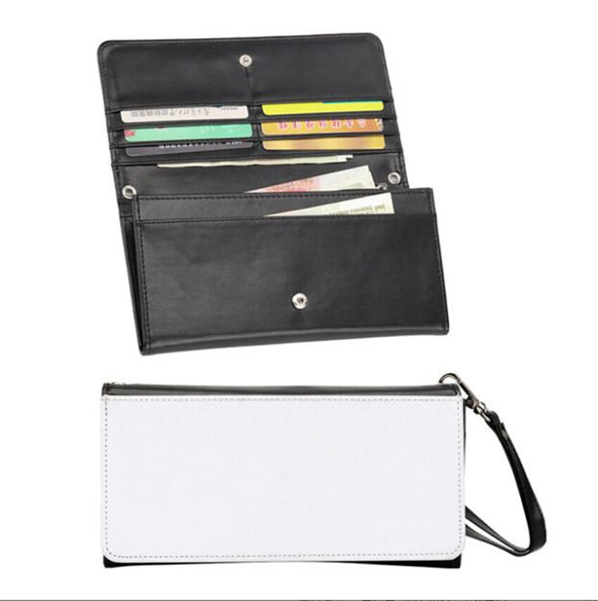 Billetera de sublimación para manualidades, cartera larga con broche multifunción de PU en blanco de una sola cara, 3 uds.
