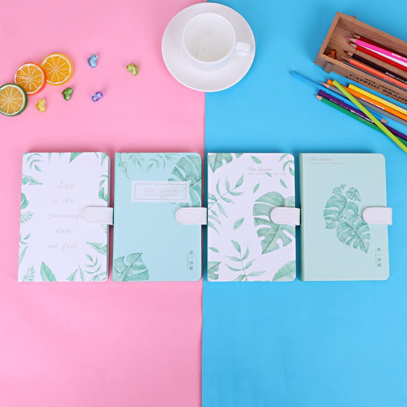 Cuaderno de tamaño B6, cuaderno con cubierta de hoja verde, planificador diario, papelería, página interior, carpeta de anillas, , escuela, suministros de oficina