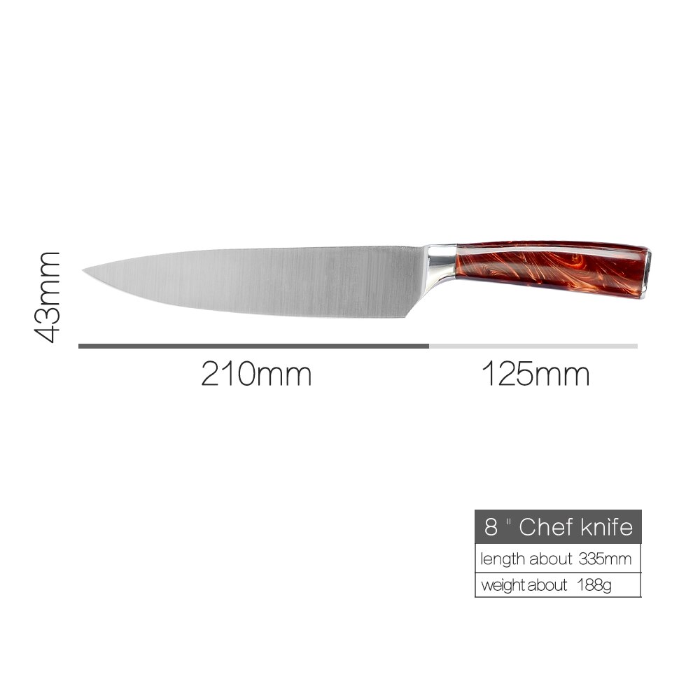 XYj Stainless Steel Kitchen Tool Set 8'' Chef Bread Slicing 7'' Chopping Santoku Knifes 5'' Utility Santoku 3.5'' Paring Slicer: F 8 chef knife