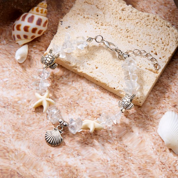 Bohemian Imitation Shell Beads Bracelet For Women Sea Star Turtle Woven Rope Bracelet Handmade Friendship Beach Jewelry: Gold-color
